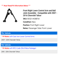 thumbnail image 2 of Front Right Lower Control Arm and Ball Joint Assembly - Compatible with 2007 - 2016 Chevy Tahoe 2008 2009 2010 2011 2012 2013 2014 2015, 2 of 2
