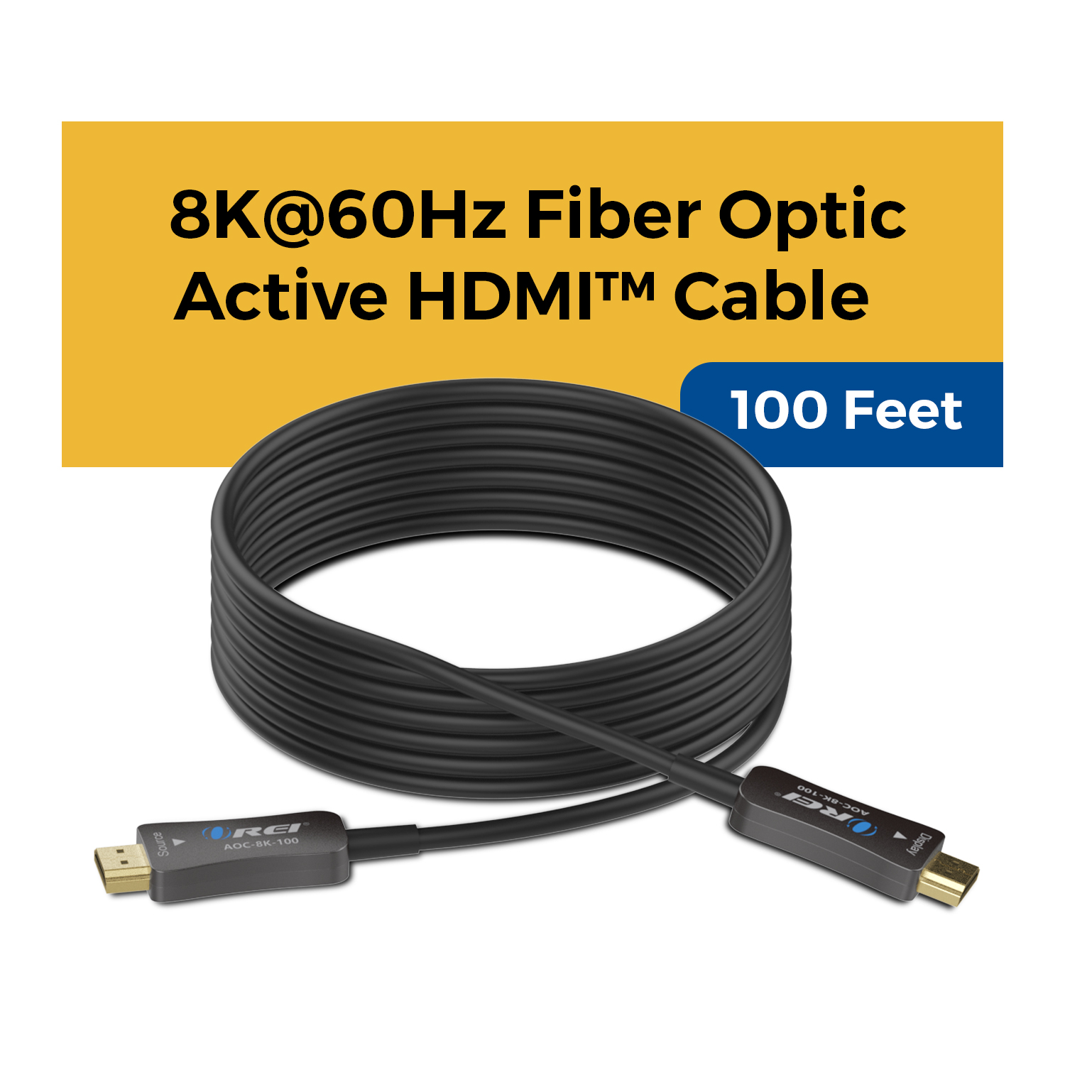 OREI 100ft HDMI™ AOC Hybrid Fiber Optic Cable UHD 8K60 (AOC-8K-100)