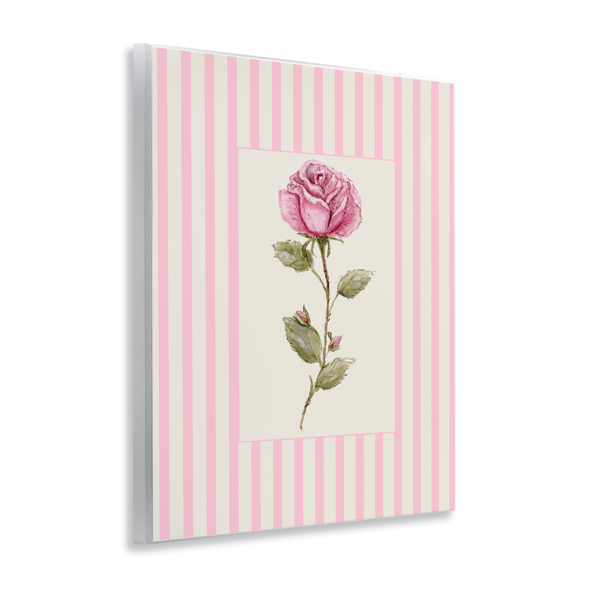 Pink Stripe Rose Wall Plaque Art, design by Lisa Wehmeyer