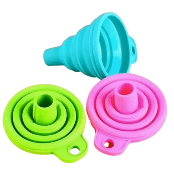 Silicone Collapsible Space-Saving Funnel, Blue - 2pcs