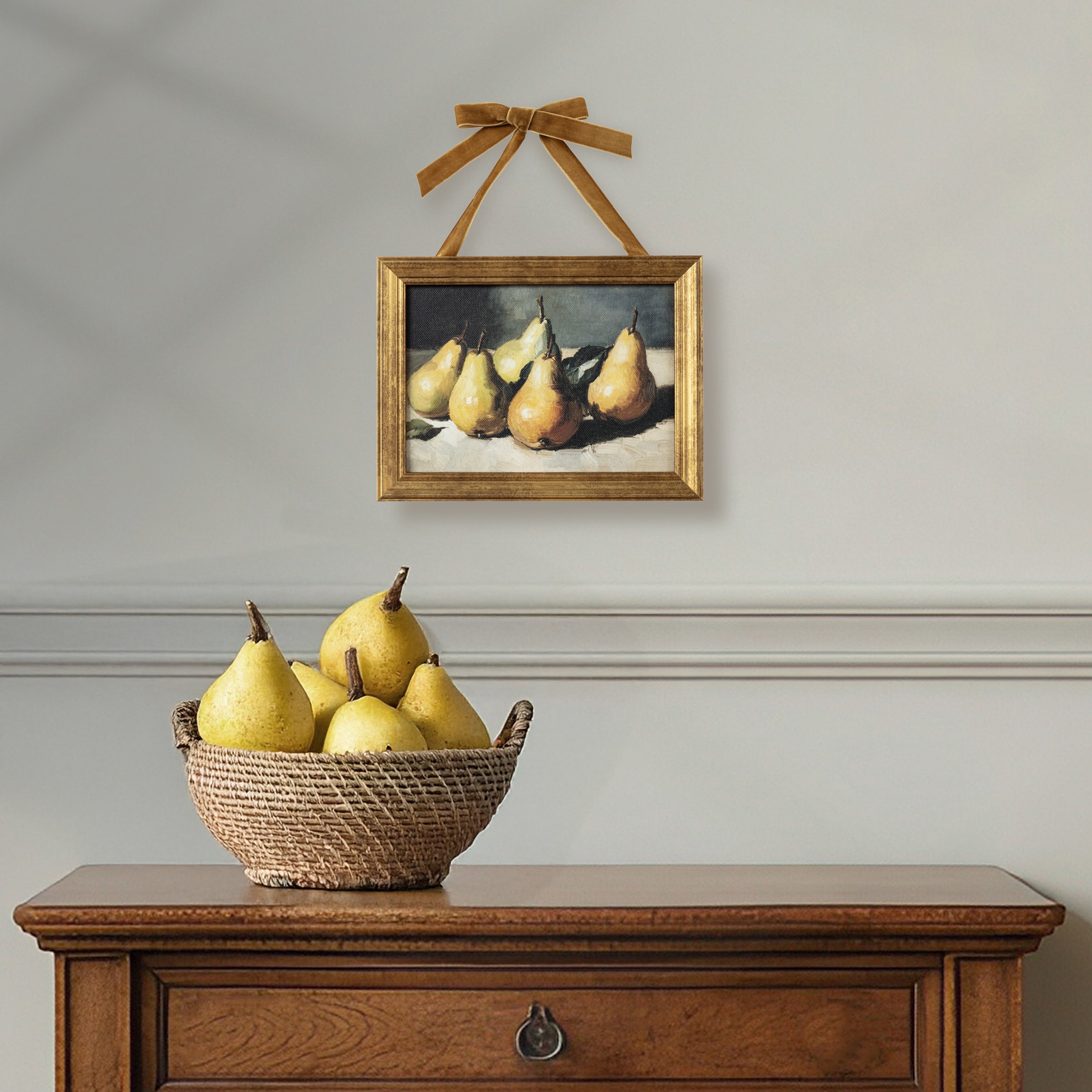 My Texas House Spring Art Garden Fresh Pears Framed Canvas w/Velvet Hanger 8x6