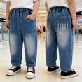 thumbnail image 2 of XINXIAOO Kids Toddler Boys Straight Fit Denim Jeans Elastic Waisted Pull on Soft Long Pants Fall Clothes, Size 2T-10Y, 2 of 9