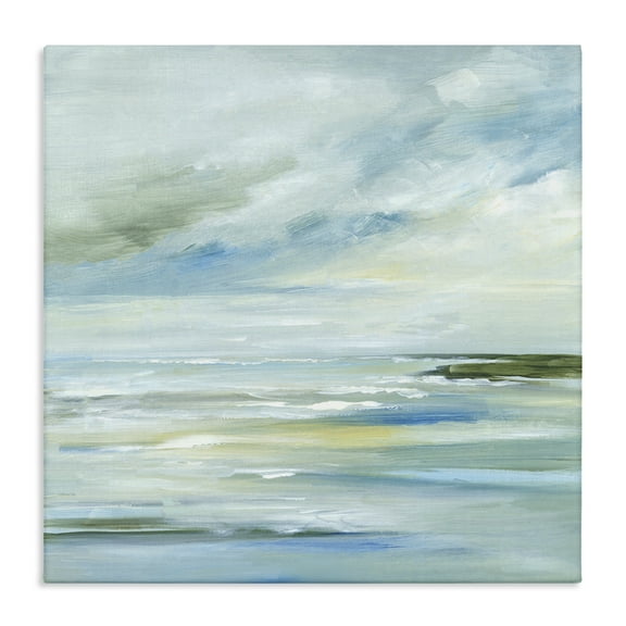 Stupell Industries Cloudy Blue Beach Impression Landscape & Nature Painting Wrapped Canvas Art Print Wall Art, 17 x 17