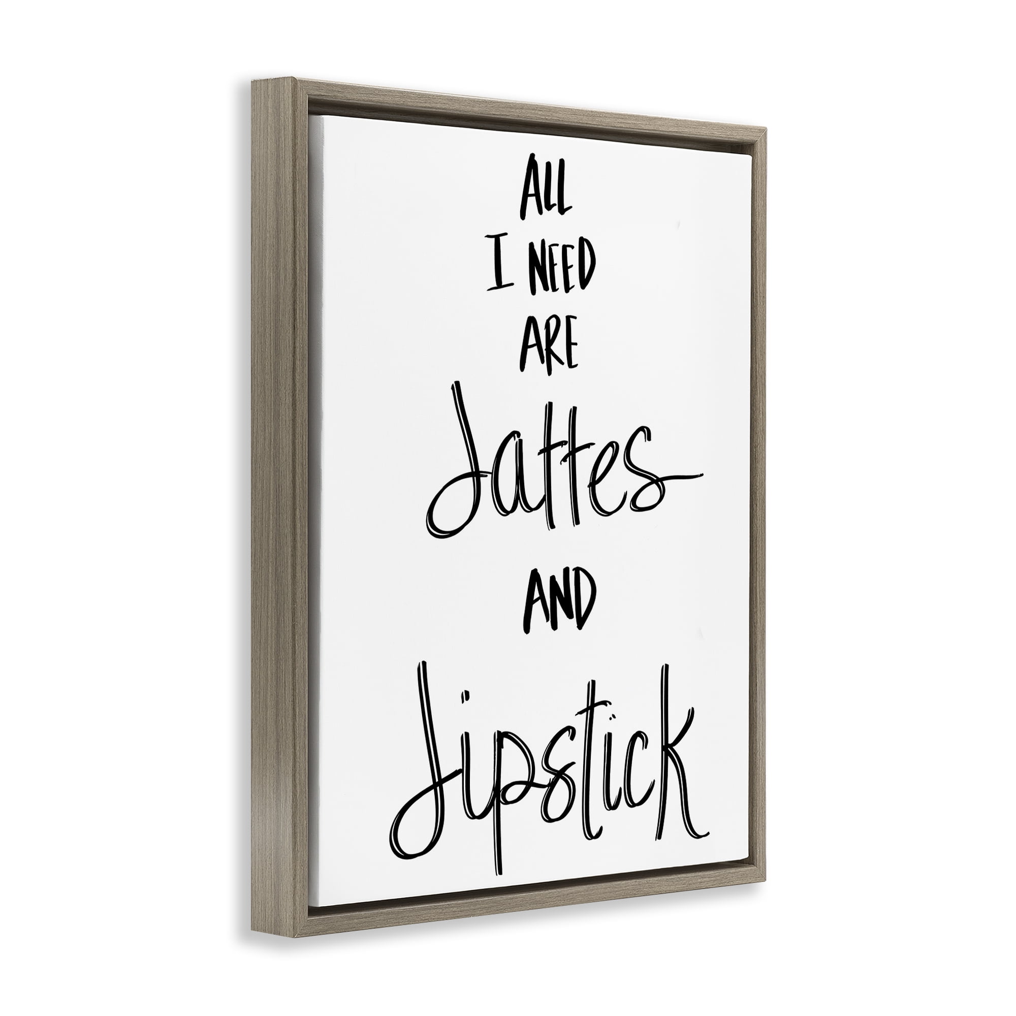 Stupell Industries Need Lattes & Lipstick Beauty & Fashion Painting Brown Floater Framed Art Print Wall Art, 25 x 31