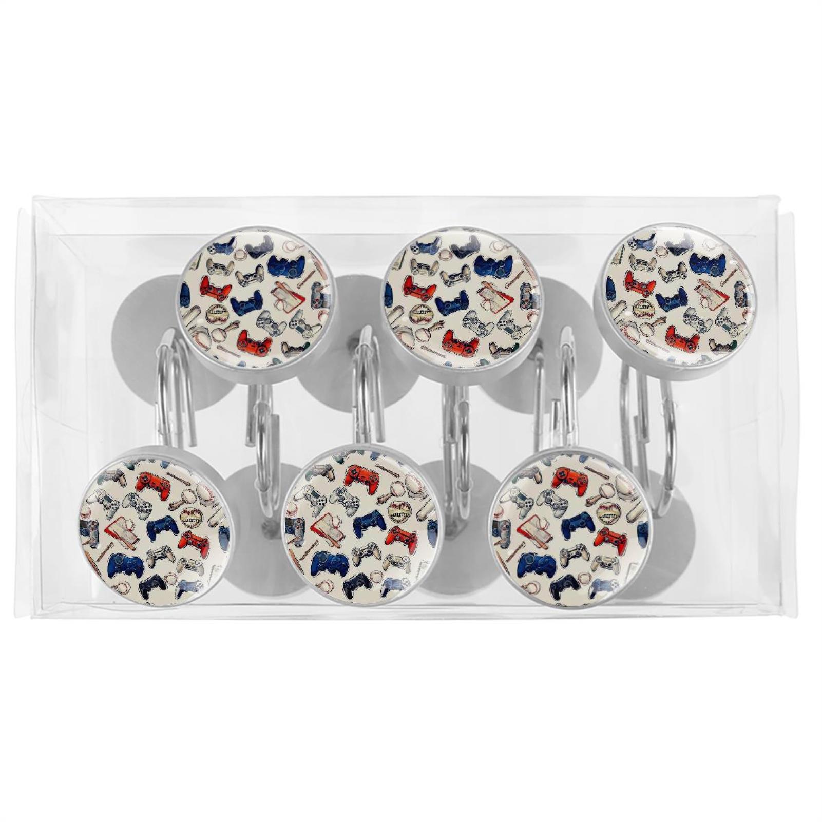 HemaKayy 12 Pcs Shower Curtain Hooks Bathroom Decorative Accessories Video Game Controller