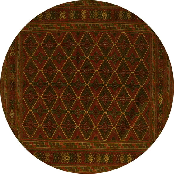Ahgly Company Indoor Round Southwestern Yellow Country Area Rugs, 3' Round