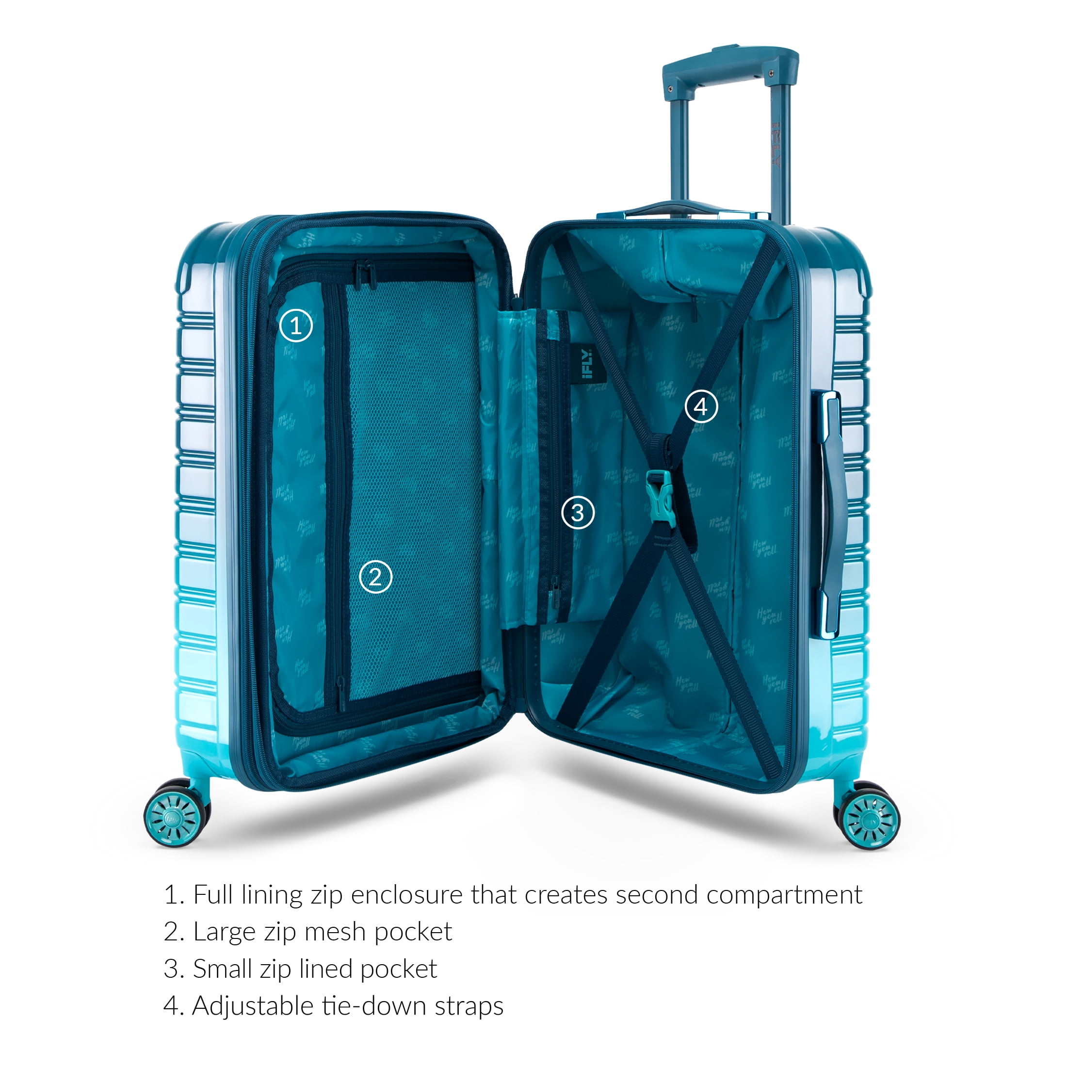 iFLY Hardside Fibertech Carry-on Luggage 20", Ocean Breeze