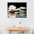 thumbnail image 2 of Nawypu  Zen Wall Art,White Lotus Bloom in Water with Spa Stone,Black and White Bathroom Canvas Wall Art,Zen Spiritual Decor for Yoga Meditation Room Living Room,Office, 2 of 4