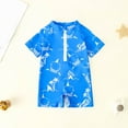 thumbnail image 2 of Yindaity Baby Boy Bathing Suit Toddler Boys Rash Guard Swimsuit Zipper Short Sleeve Bathing Suit for Kids(Blue,18-24 Months), 2 of 4