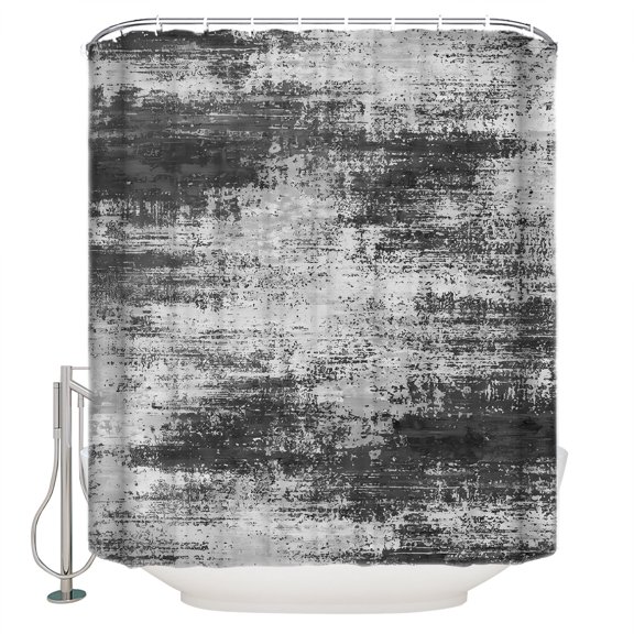 Vintage Abstract Bathroom Shower Curtains with 12 Hooks Polyester Waterproof Shower Curtain for Stalls and Bathtubs Minimalist Texture Art Black Gray Decorative Bathroom Privacy Curtain 72x72 Inches