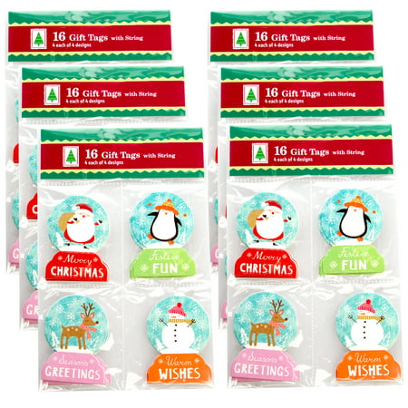Paper Magic Group Set of 96 Assorted Small Christmas Holiday Gift Tags & String Ties 4 Unique