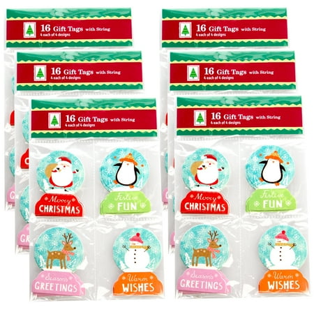 Paper Magic Group Set of 96 Assorted Small Christmas Holiday Gift Tags & String Ties 4 Unique (Best Christmas Gift Tags)