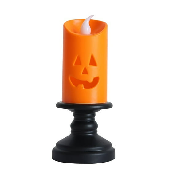 Halloween Pumpkin Candle Light,Simulation White Candle Wick,Halloween Orange Flameless Candle Lights,LED Lamps Festival Decor Lights for Halloween Party,Home Decoration Favors