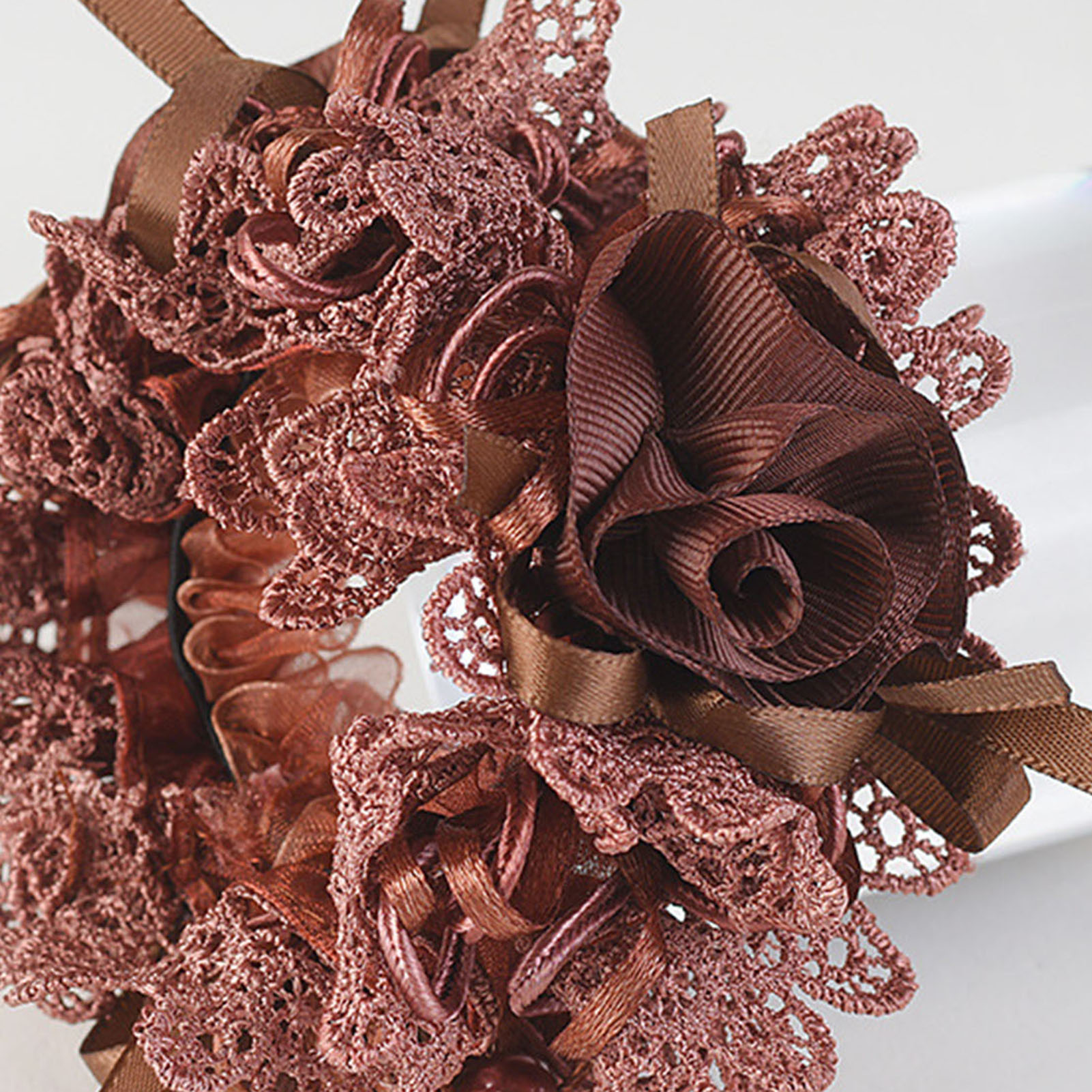 Meidiya 6Pcs Elegant Lace Scrunchies Hair Ties for Women Girls,Stylish Lace Flower Scrunchy Hairtieswith Pearl for Thick Curl Hair Accessories Soft Ropes Ponytail Holder