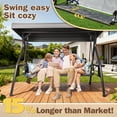 thumbnail image 3 of zzw 3-Seat Steel Porch Swing with Adjustable Canopy and Cup Holders, Gray, 3 of 9