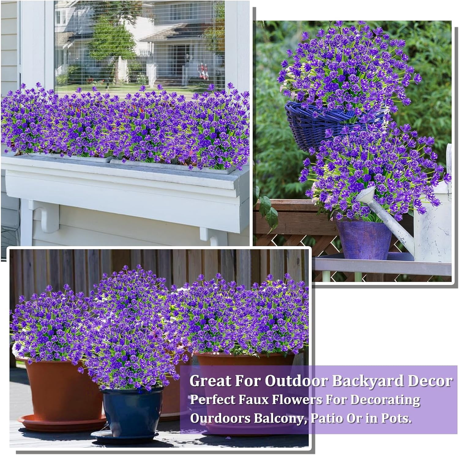 Corn Flower Artificial Flowers for Outdoor UV Resistant Fake Plants, Faux Plastic Flower Artificial Plants for Home Window Box Porch Indoor Cemetery Spring Summer Decor(White)