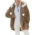 thumbnail image 1 of Veste Réversible Grande Taille Femme Chaude à Capuche Zippée Manteau Coréen Mode Confortable Couleur Unie, 1 of 6