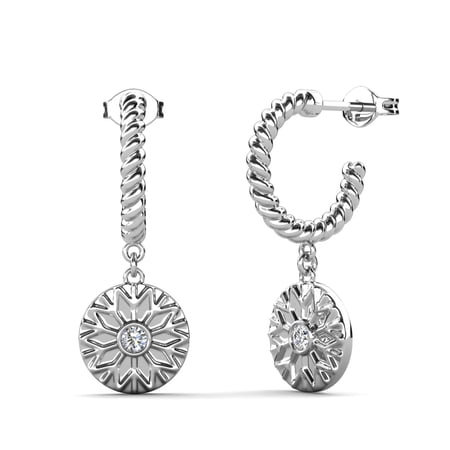 Cate & Chloe Suzanne 18k White Gold Plated Dangle Earrings with Swarovski Crystals for Women