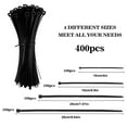 thumbnail image 3 of Self-Locking Nylon Cable Ties - Black, Assorted Sizes 4/6/8/10 inch, 400PCS Bulk Pack for Secure Wire Management, 3 of 7