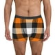 thumbnail image 1 of Balery Orange Plaid Calzoncillos bóxer para hombre, ropa interior de algodón suave y transpirable con cinturilla de nailon-Small, 1 of 5