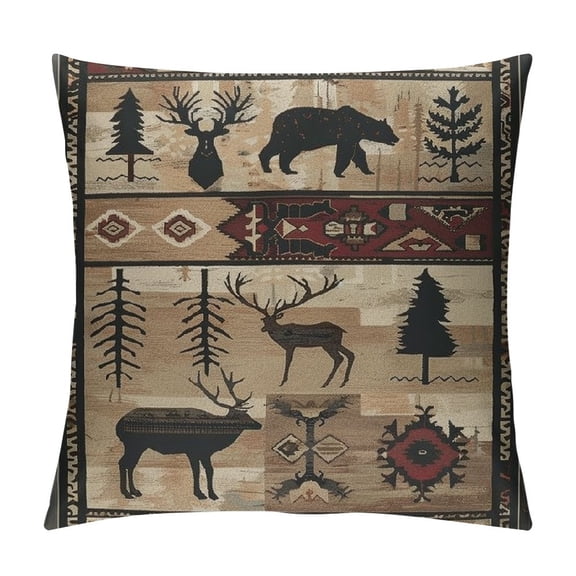 Autua Bear Deer Rug Graphic Decorative Cushion Throw Pillow Cover for Home Living Room Sofa Bed - High-Quality Home Decor 1PC 12x12in