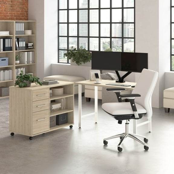 Hustle 48W x 24D Computer Desk with Storage in Natural Elm - Engineered Wood