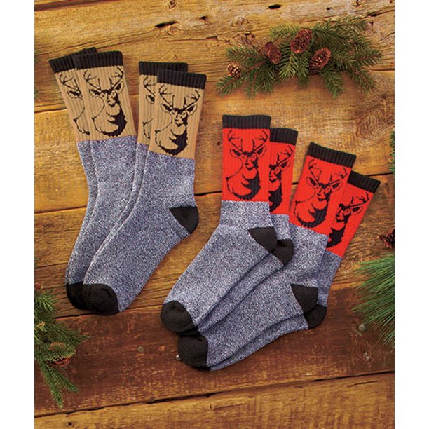 Bigbolo - Mens Thermal Outdoor Deer Socks (4 Pair) Sock Size 10-13