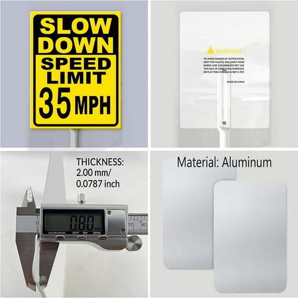 Soliyoahee Slow Down Speed Limit 35MPH Yard Sign with Stake 8x12inch Rustproof Aluminum Lawn Decorations Street Safety Caution Sign for Outdoor Road Street Garden Decor