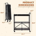 thumbnail image 4 of MELLCOM Folding Bar Cart, Kitchen Serving Cart with wheels, 3-Tier Rolling Utility Cart for Home, Black, 4 of 7
