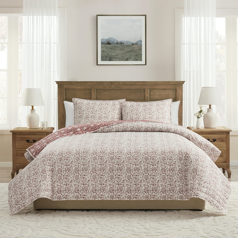 My Texas House Arden Adult 3-Piece Dusty Mauve Floral Quilt Set