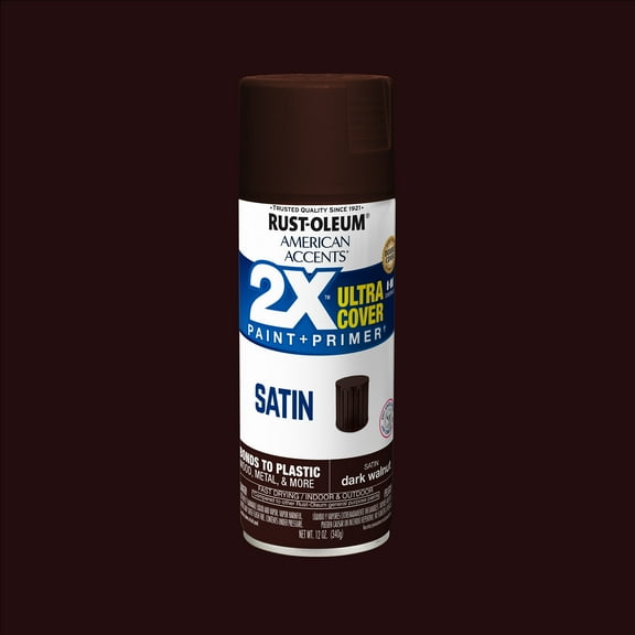 Dark Walnut, Rust-Oleum American Accents 2X Ultra Cover Satin Spray Paint-327941, 12 oz