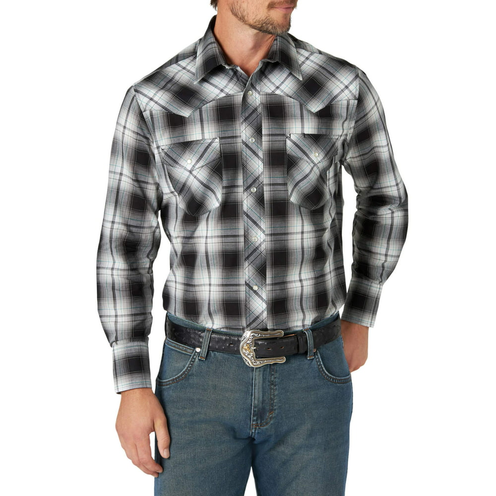 Wrangler - Wrangler Men's Long Sleeve Western Shirt - Walmart.com ...