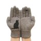 thumbnail image 1 of Guantes de invierno para hombres mujeres adolescentes lindo gato y pájaro impreso térmico tejido, 1 of 5