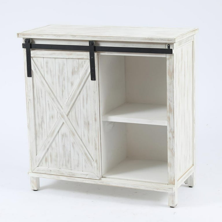 Luxen Home Farmhouse Antique White Wood 4 Drawer 1 Door Storage Cabinet