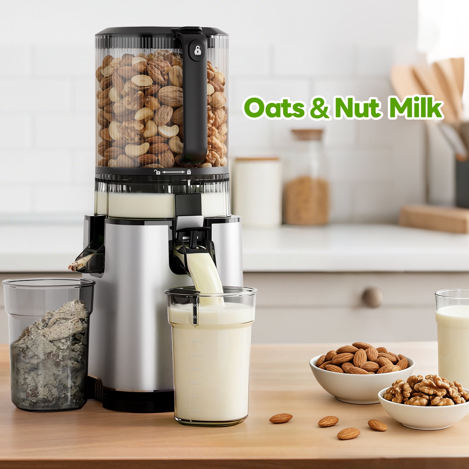 Aeitto Cold Press Juicer, Juicer Machines with 5.9" Extra Wide Feed Chute, 3-IN-1 Strainers (Juice & Sorbet & Nut Milk), Slow Masticating Juicer Easy to Clean, High Juice Yield