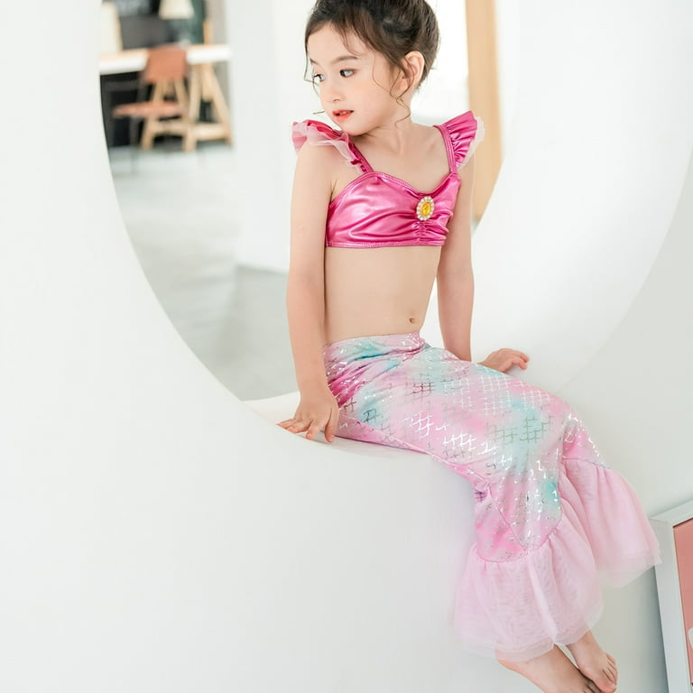 Kids Girls Mermaid Swimsuits Princess Swimming Costume Outfit Dress Halloween Cosplay Party Costume Child Bikini