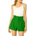 thumbnail image 6 of INSPIRE CHIC Women's Elegant Bow Self-Tie Belt High Paper Bag Waist Pleated Shorts L Green-1, 6 of 8