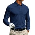 thumbnail image 6 of Fabrcox S-4XL Mens Long Sleeve Polo Shirts with Pockets Collared Work Shirt for Men Office Casual Plain Classic Fit Outdoor Men's Golf Shirts Navy XXXL, 6 of 8
