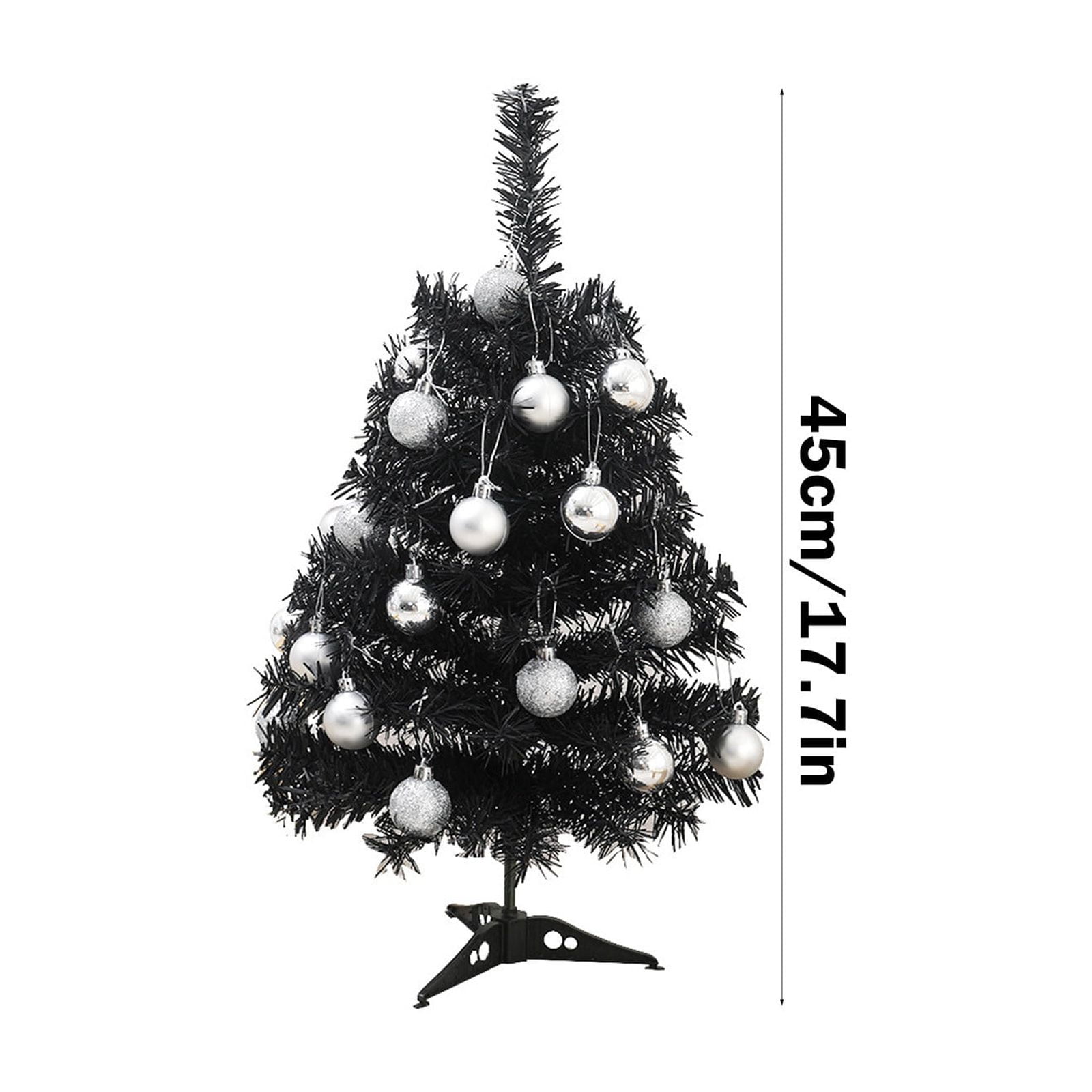 CASAFUN Mini Black Christmas Tree, Tabletop Christmas Tree with Light and Ornament, Pre-Lit Desktop Christmas Tree Xmas Tree for Christmas Decoration Supplies