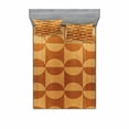 thumbnail image 2 of Rustic Bedding Set with Sheet & Covers, Abstract Style Oak Plank Pattern with Tiled Bound Lines and Oval Curves Image, Printed Bedroom Decor 2 Shams, 4 Sizes, Orange and Tan, by Ambesonne, 2 of 3