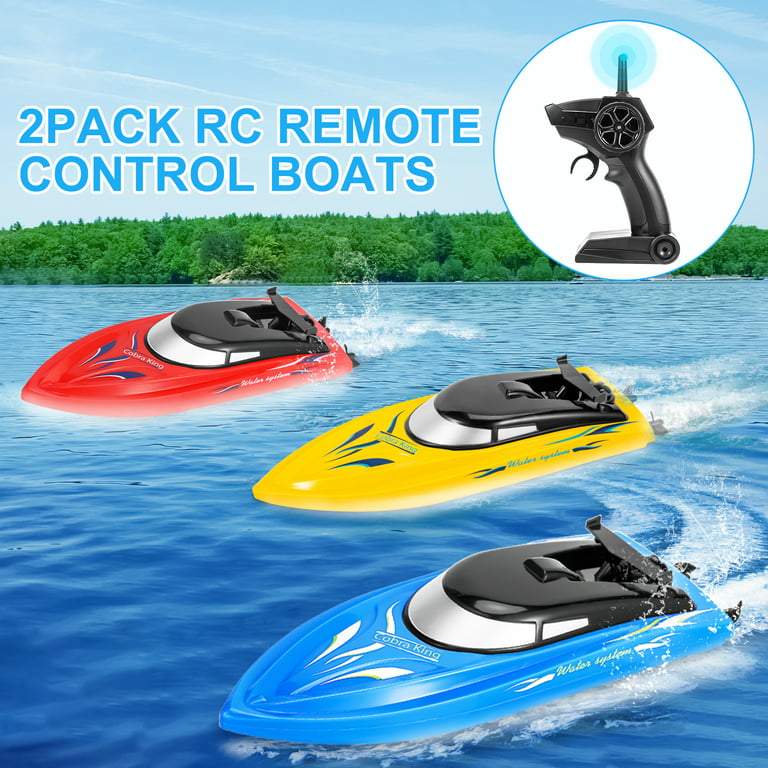 JoyStone RC Boat for Pools and Lakes, 2.4G 15+ MPH Fast Remote Control Boat  with LED Lights, Racing Boats for Kids & Adults with 2 Rechargeable