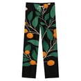 thumbnail image 4 of Orange Tree Dark Green Leaves Winter Female Pants Flannel High Waist Women Pants Lady Warm Straight Leg Plush Trousers, 4 of 7