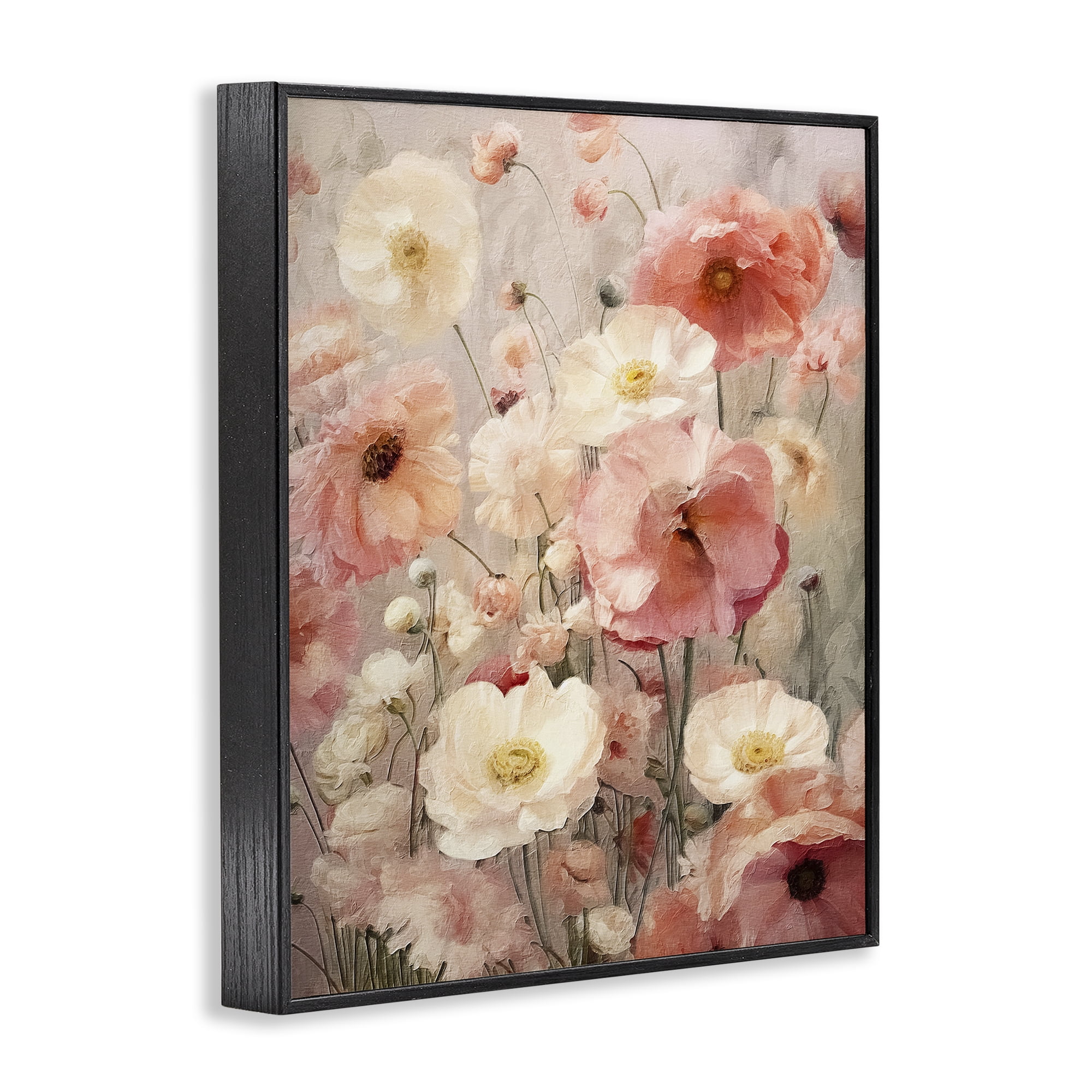 Stupell Industries Blush Floral Pattern Botanical & Floral Painting Black Framed Art Print Wall Art, 11 x 14