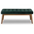 thumbnail image 1 of Allen Mid-Century Modern Velvet Button-Tufted Upholstered Bench  in Green, 1 of 6