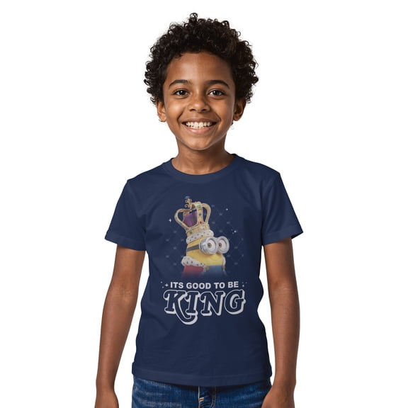 Boy's Despicable Me Minion Good to Be King Graphic Tee Navy Blue Small