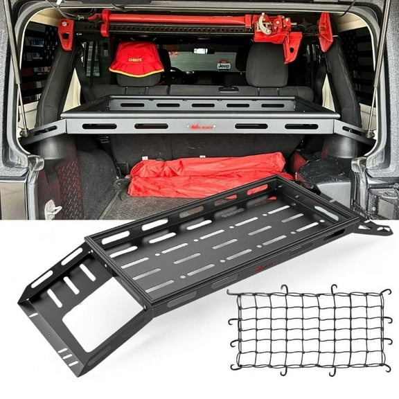 Rear Trunk Cargo Rack Basket Tray Interior Storage Luggage Carrier for 2007-2025 Jeep Wrangler JK JL Unlimited 4-Door Hardtops