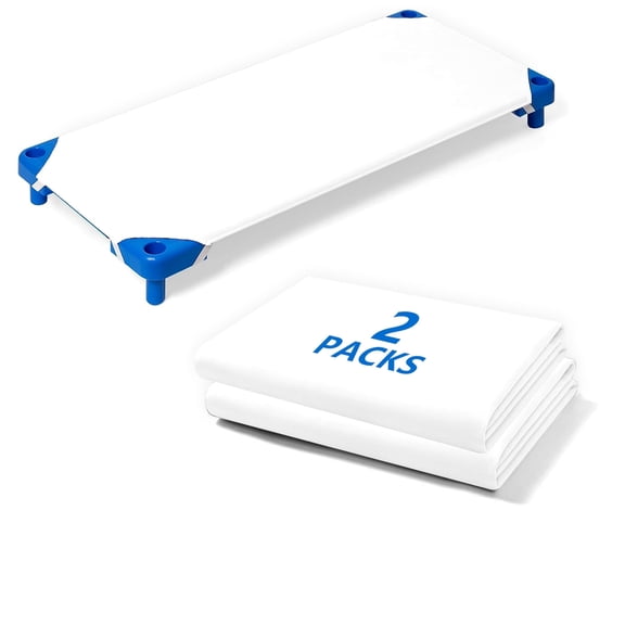 GOLDCOLIN 2 Pack Cot Sheets Standard Size Fits 23" x 51" Cot , Soft Brushed Microfiber Fitted Cot Cover ,WHITE