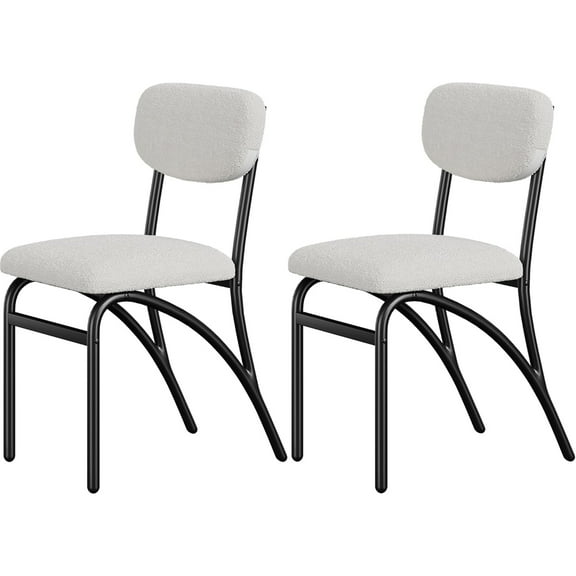 M optimized Dining Chairs, Boucle Dining Chairs Set of 2/4, Mid-Century Modern Upholstered Kitchen Dining Chairs with Arched Metal Legs for Kitchen Living Room
