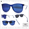 thumbnail image 2 of Mens Color Mirror Polarized Gentlemanly Classy Horn Rim Snazzy Sunglasses Navy - Blue Mirror, 2 of 8