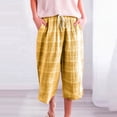 thumbnail image 4 of WILLBEST Pantalones Casuales para Mujer, Ligeros, de Tela Suave, Holgados, de Verano, Estilo Capri, a Cuadros Japoneses, Lavables, para Uso Diario. Extra Grande, 4 of 5